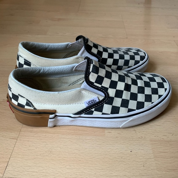 checkerboard vans gum sole